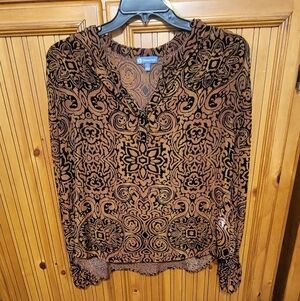 Democracy elegant Brown Patterned Women's Top